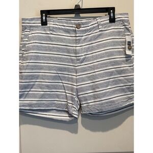 Gap Womens Girlfriend Shorts Blue White Striped Khakis Size 12 New 6 Inseam